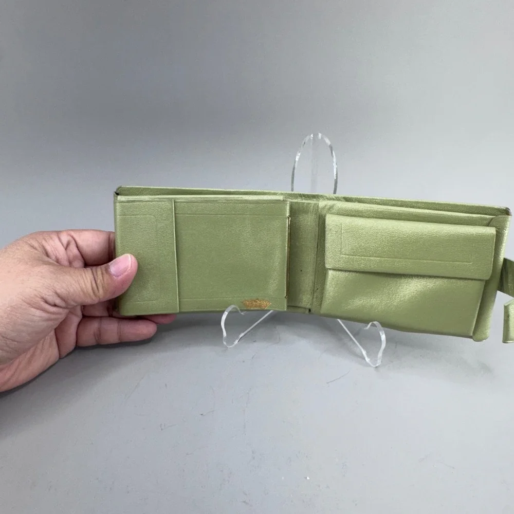 Don Loper California Vintage Bifold Wallet Green Leather MCM Retro Kitsch